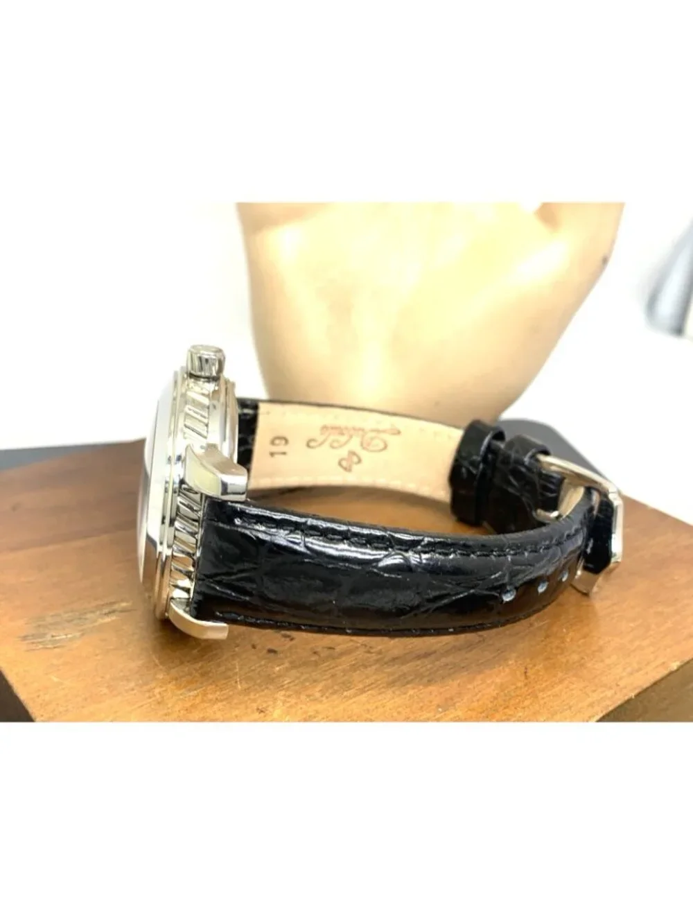 Duboule Men's Watch 2491-3 Automatic Black Dial Date Leather Strap 41mm